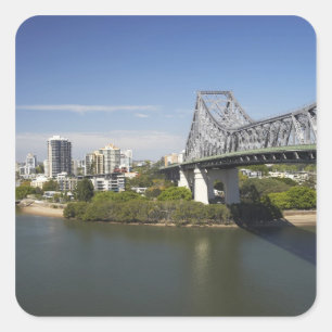 Sticker Carré Story Bridge, Brisbane River et Kangaroo