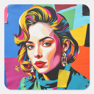 Sticker Carré « Strasha » - Dream Collage Pop Brillante