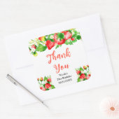 Sticker Carré Strawberries and Daisies Birthday Thank You (Enveloppe)