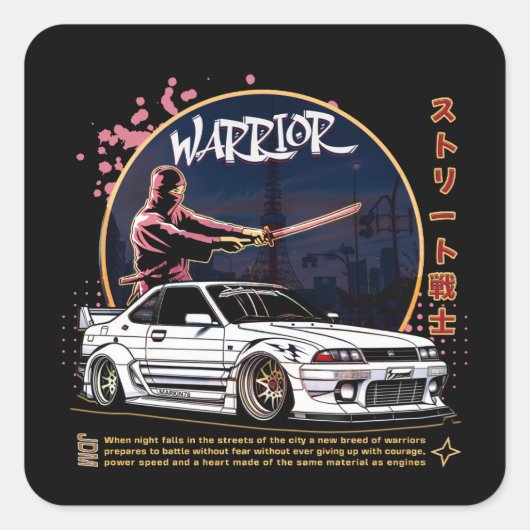 Sticker Carré Street Warrior Samurai - Pilote Skyline (Devant)
