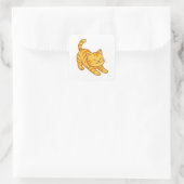 Sticker Carré Stretching Orange Tabby Cat (Sac)