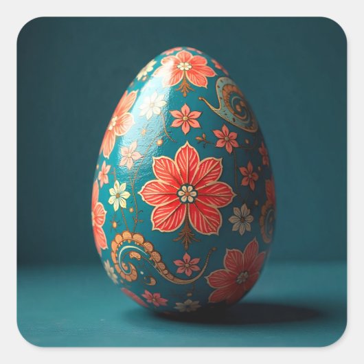 Sticker Carré Striped Flower Easter Egg (Devant)