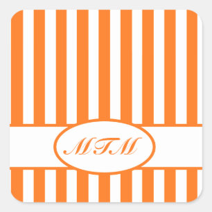 Sticker Carré Stripes automnales citrouilles avec monogramme