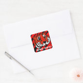 STICKER CARRÉ STRIPES ORANGE ET NOIR (Enveloppe)