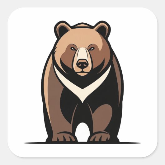 Sticker Carré Strong Calm Bear Illustration (Devant)