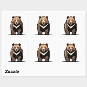 Sticker Carré Strong Calm Bear Illustration (Feuille)