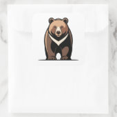 Sticker Carré Strong Calm Bear Illustration (Sac)
