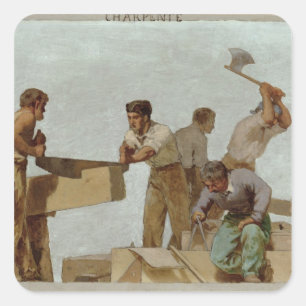 Sticker Carré Structure en bois