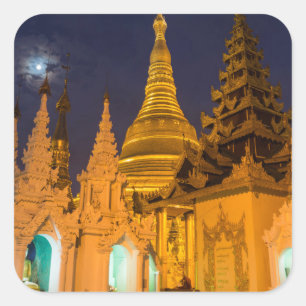 Sticker Carré Stupa doré et temples