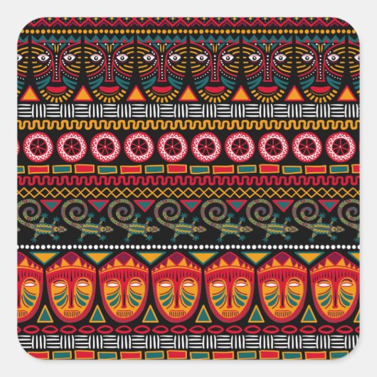 Sticker Carré Style Africain : Plaisir Motif décoratif. (Devant)