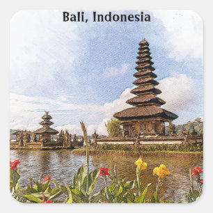 Sticker Carré Style Bali Indonésie Asie Temple Architecture