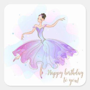 Sticker Carré Style Ballerina Anniversaire Voeux   Anniversaire
