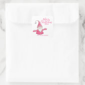 Sticker Carré Style blanc et rose mignon Gnome Joyeux Noël (Sac)