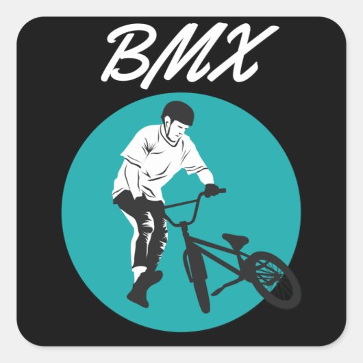 Sticker Carré Style BMX rétro cool Biker (Devant)