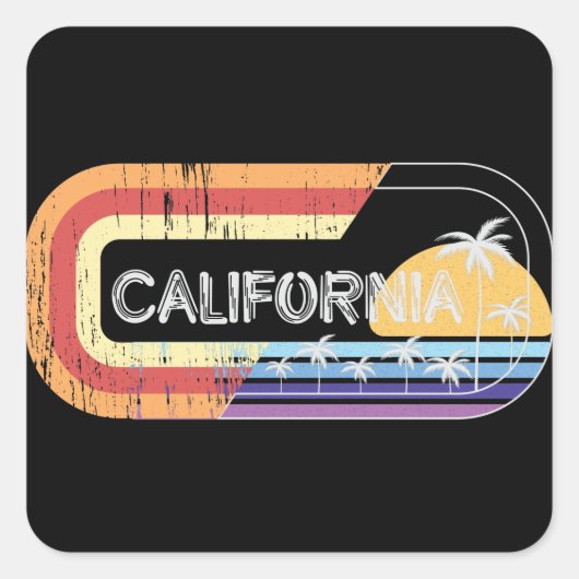 Sticker Carré Style California Retro Strewear (Devant)