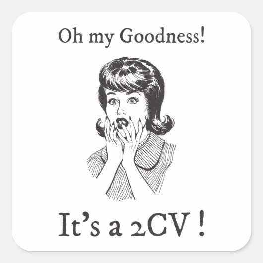 Sticker Carré Style de bande dessinée Oldtimer 2CV (Devant)