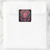 Sticker Carré Style de conception multicolore rouge" (Sac)