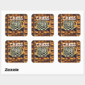 STICKER CARRÉ  STYLE DE PLATINEAU D'ÉCHECS (Feuille)