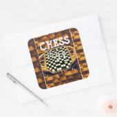 STICKER CARRÉ  STYLE DE PLATINEAU D'ÉCHECS (Enveloppe)