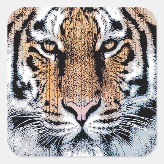 Sticker Carré Style de presse graphique Tiger en gras (Devant)