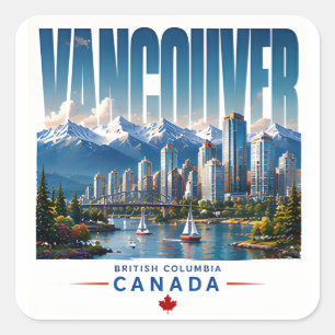 Sticker Carré 🏔 Style de ville côtière moderne de Vancouver 🏔