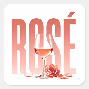 Sticker Carré Style graphique de luxe pour éditorial de vin rosé