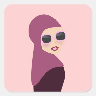 Sticker Carré Style islamique de dame de hijab de muslima