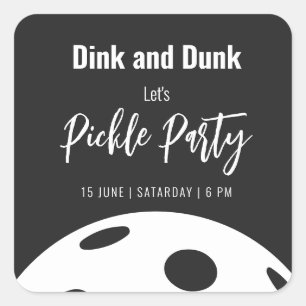 Sticker Carré Style Rétro Neon Noir Thème Pickleball Anniversair