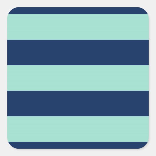 Sticker Carré Style Seafoam Green et Navy Stripes (Devant)