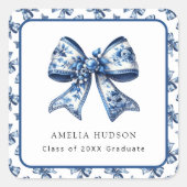 Sticker Carré Style tendance Blue Floral Bow (Devant)