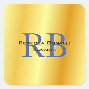 Sticker Carré Style Tendance Monogramme Minimaliste Couleur Or U