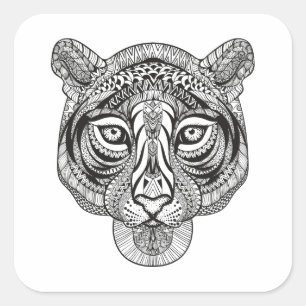 Sticker Carré Style Tiger