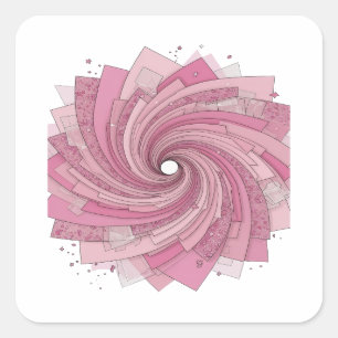 Sticker Carré Style Vinyl Rose Unique en SPIRALE ROSE