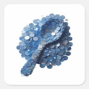 Sticker Carré Style vinyle abstrait bleu Signature