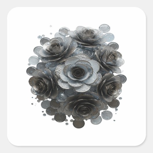 Sticker Carré Style vinyle abstrait gris croquant (Devant)