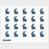 Sticker Carré Style vinyle lapin bleu argenté croquant (Feuille)
