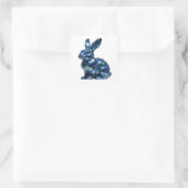 Sticker Carré Style vinyle lapin bleu argenté croquant (Sac)
