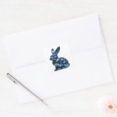 Sticker Carré Style vinyle lapin bleu argenté croquant (Enveloppe)