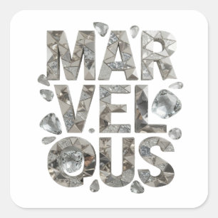 Sticker Carré Style vinyle MARVELOUS argenté gras