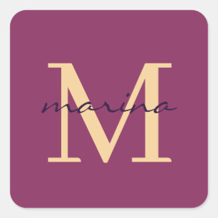 Sticker Carré Stylis et monogrammed personnalisé
