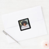 Sticker Carré Stylish Black Square Photo Funeral (Enveloppe)