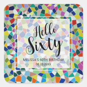 Sticker Carré Stylish Colorful Mosaic Bonjour Soixante 60e anniv