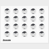 Sticker Carré Stylized Rain Cloud with Falling Rain and Puddle (Feuille)