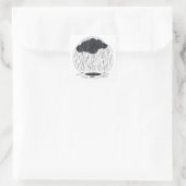 Sticker Carré Stylized Rain Cloud with Falling Rain and Puddle (Sac)