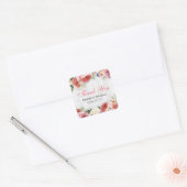 Sticker Carré Sublte Chic Bois Rustique Floral Rose Merci (Enveloppe)