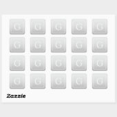 Sticker Carré Subtil Gray Gradient Nom de famille Monogramme (Feuille)