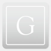 Sticker Carré Subtil Gray Gradient Nom de famille Monogramme (Devant)