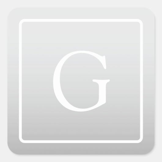 Sticker Carré Subtil Gray Gradient Nom de famille Monogramme (Devant)