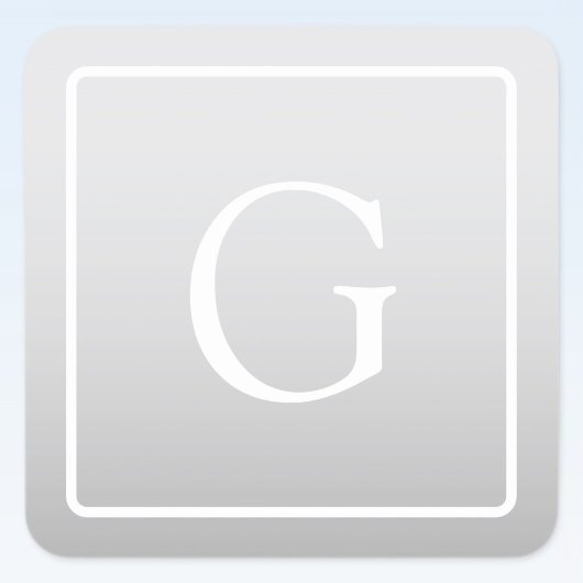 Sticker Carré Subtil Gray Gradient Nom de famille Monogramme