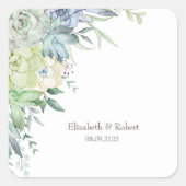 Sticker Carré Succulents Désertiques Aquarelle   (Devant)